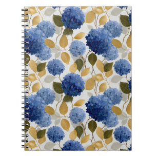 Cuaderno Patrón continuo de hortensia azul elegante