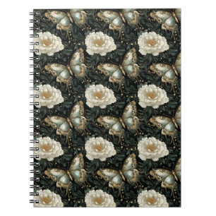 Cuaderno Patrón continuo de mariposa y floral lujoso