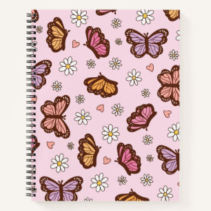 Cuaderno Patrón continuo de mariposa y flores