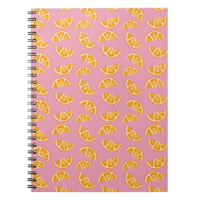 Cuaderno Patrón continuo de naranjas refrescantes dibujadas (Frente)