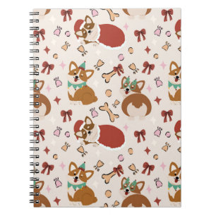 Cuaderno Patrón continuo de Navidad adorable Corgi
