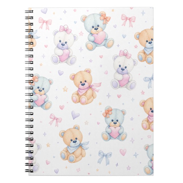Cuaderno Patrón continuo de osito de peluche adorable de Sa (Frente)