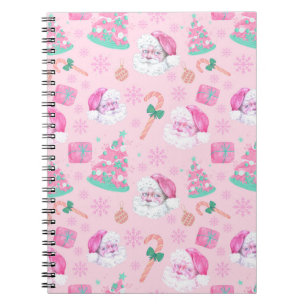 Cuaderno Patrón continuo de Papá Noel y árbol de Navidad ro