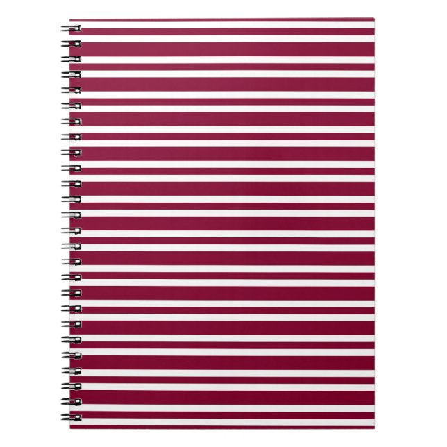 Cuaderno Patrón continuo de rayas blancas y burdeos (Frente)