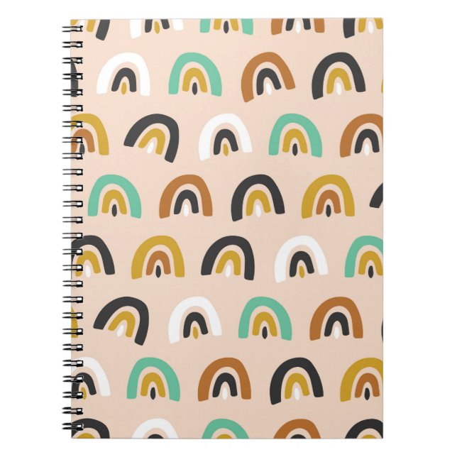 Cuaderno Patrón continuo de rayas de arcoíris orgánicas lin (Frente)