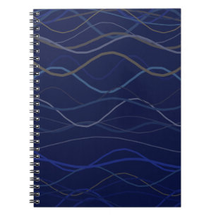 Cuaderno Patrón continuo de remolino de mármol azul dorado