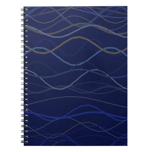 Cuaderno Patrón continuo de remolino de mármol azul dorado (Frente)