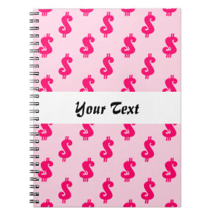 Cuaderno Patrón continuo de signo de dólar rosa