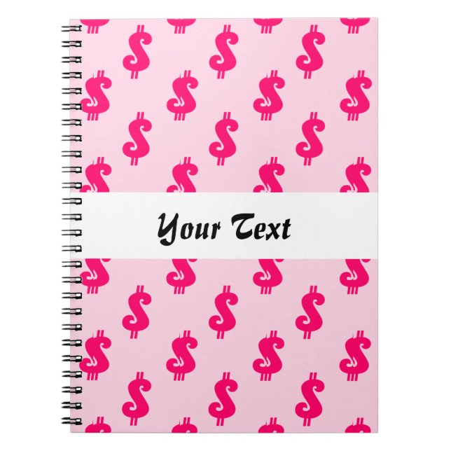 Cuaderno Patrón continuo de signo de dólar rosa (Frente)