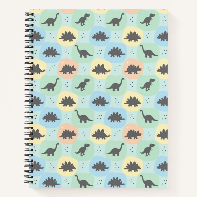 Cuaderno Patrón continuo de siluetas de dinosaurios prehist (Anverso)