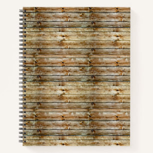 Cuaderno Patrón continuo de tabla de madera marrón desgasta