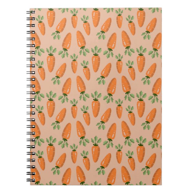 Cuaderno Patrón continuo de zanahorias dibujadas a mano (Frente)