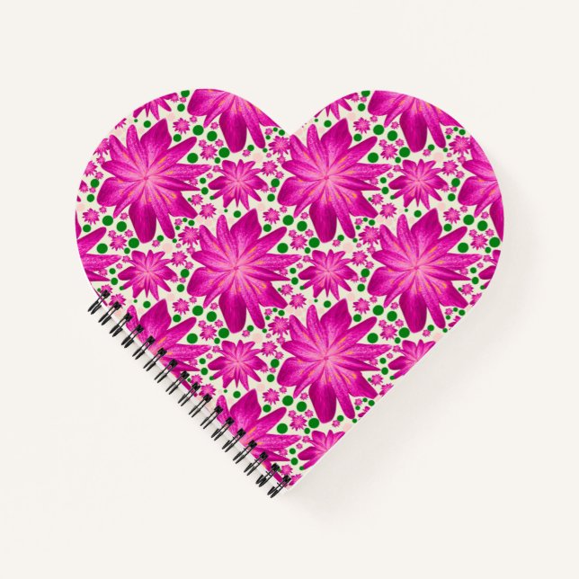 Cuaderno Patrón continuo floral rosa caliente (Anverso)