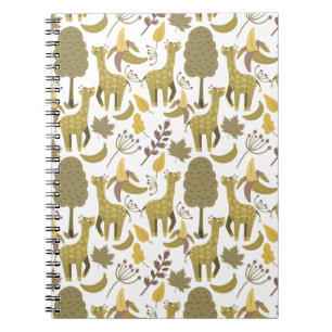 Cuaderno Patrón continuo jirafa amarillo fondo blanco