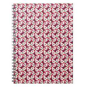 Cuaderno Patrón continuo Kawaii de mariposa de cereza