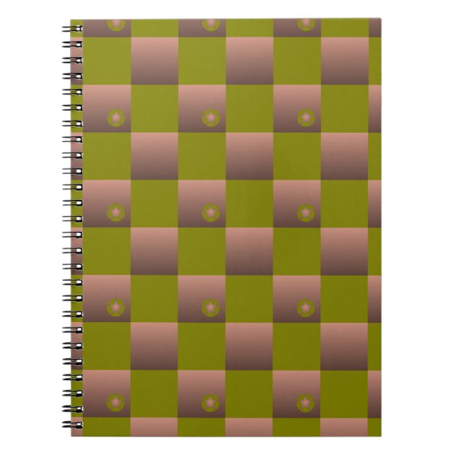 Cuaderno Patrón controlado en verde marrón y oliva (Frente)