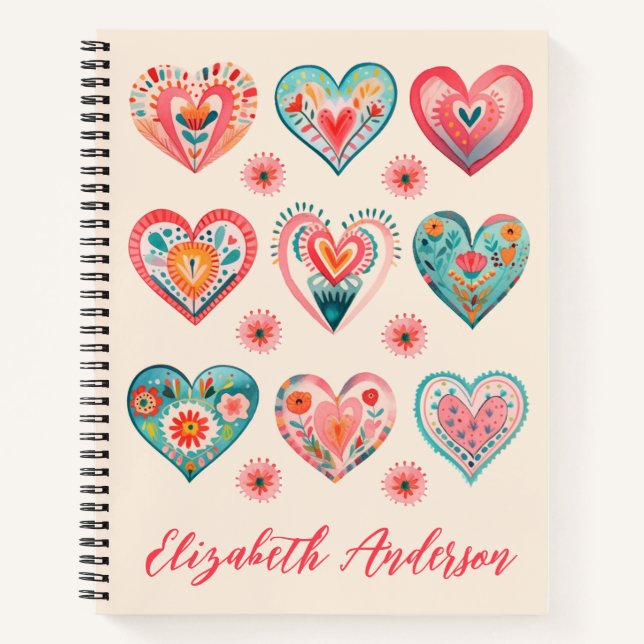 Cuaderno Patrón Corazón Floral Cuta (Anverso)
