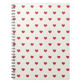 Cuaderno Patrón Corazón Rojo Cute