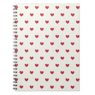 Cuaderno Patrón Corazón Rojo Cute