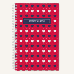 Cuaderno Patrón cordial Minimalista personalizado rojo