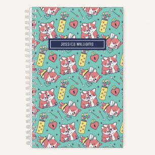 Cuaderno Patrón Corgi Cupid Bow y Arrow Heart