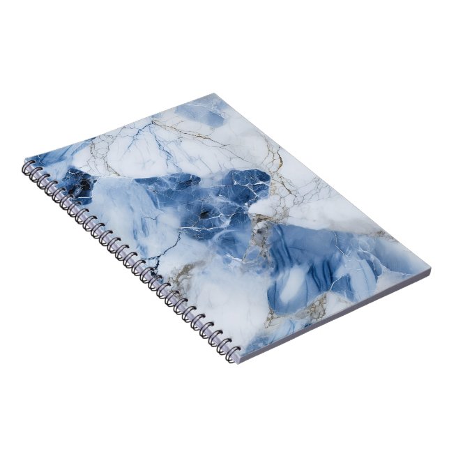 Cuaderno patrón costero abstracto de mármol azul (Lado Derecho)