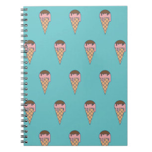 Cuaderno Patrón Crema de hielo sobre fondo de color Pastel,