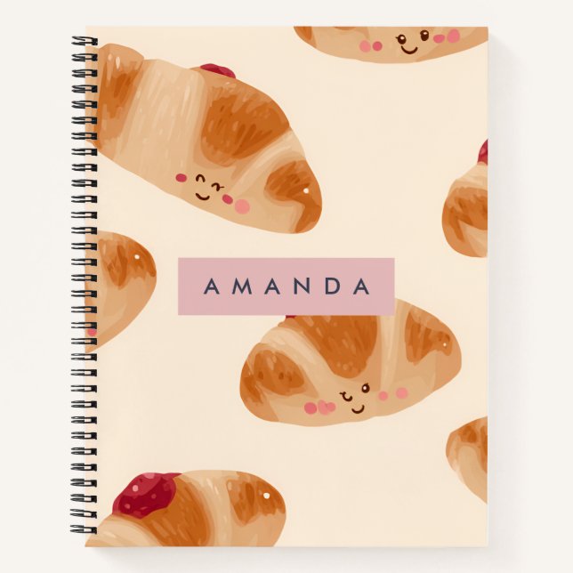 Cuaderno Patrón croissant personalizado de pastel (Anverso)
