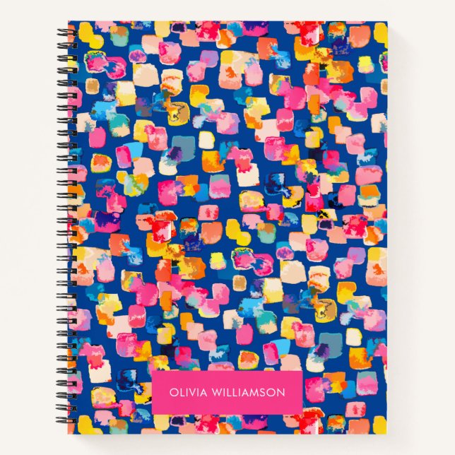 Cuaderno Patrón cuadrado abstracto brillante (Anverso)