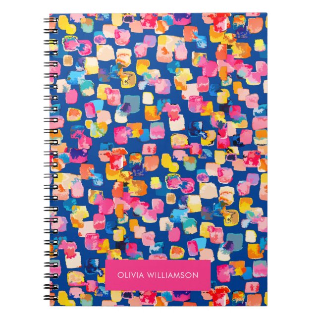 Cuaderno Patrón cuadrado abstracto pintado brillante (Frente)