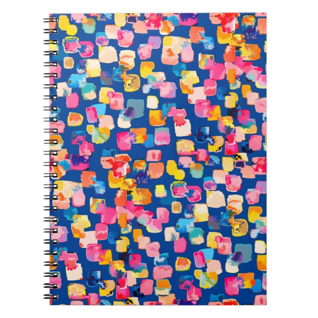 Cuaderno Patrón cuadrado abstracto pintado brillante (Frente)