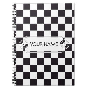 Cuaderno Patrón cuadrado de ajedrez - negro + tu fondo
