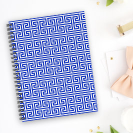 Cuaderno Patrón cuadrado de llave de Meandro griego azul