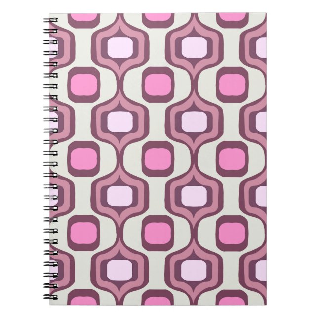 Cuaderno Patrón cuadrado geométrico con mano retro mínimo (Frente)