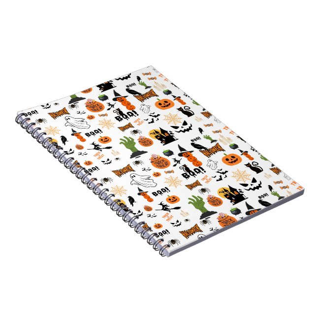 Cuaderno Patrón Cute Espeluznante de Halloween (Lado Derecho)