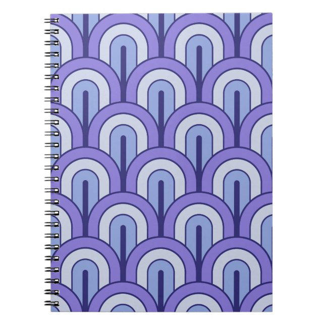 Cuaderno Patrón de abanico geométrico gradado retro (Frente)