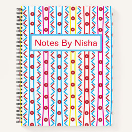 Cuaderno Patrón de abstracto geométrico colorido personaliz