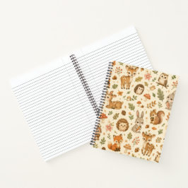 Cuaderno Patrón de acuarela de animales adorables del bosqu
