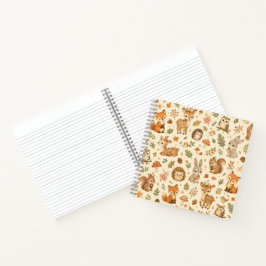 Cuaderno Patrón de Acuarela de Animales del Bosque Encantad