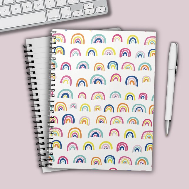 Cuaderno Patrón de acuarela de arcoíris (Rainbow patterned notebook.)