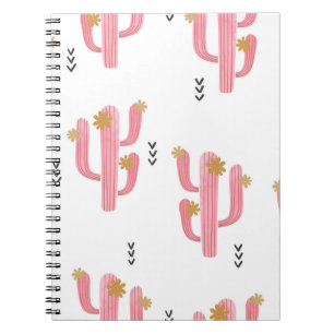 Cuaderno Patrón de acuarela de cactus rosados