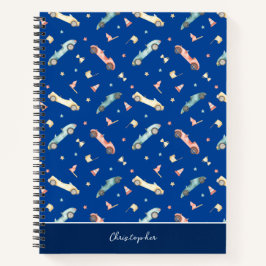 Cuaderno Patrón de Acuarela de Coche de Carreras Little Boy