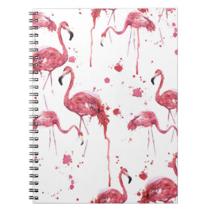Cuaderno Patrón de acuarela de flamenco, diseño vibrante.
