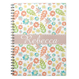 Cuaderno Patrón de acuarela de floral de primavera y hojas 