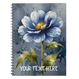 Cuaderno Patrón de acuarela de flores azules
