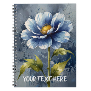 Cuaderno Patrón de acuarela de flores azules