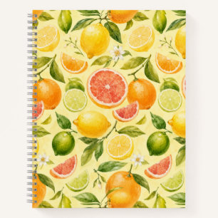 Cuaderno Patrón de acuarela de fruta de limón