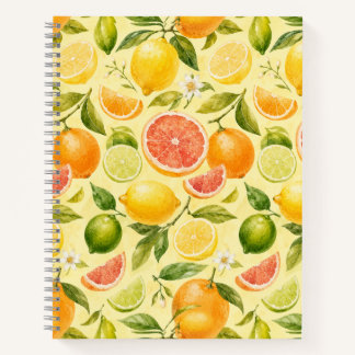 Cuaderno Patrón de acuarela de fruta de limón