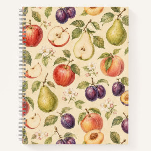 Cuaderno Patrón de Acuarela de Frutas de Huerta