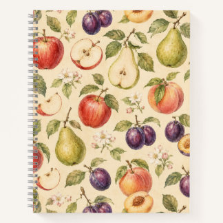 Cuaderno Patrón de Acuarela de Frutas de Huerta